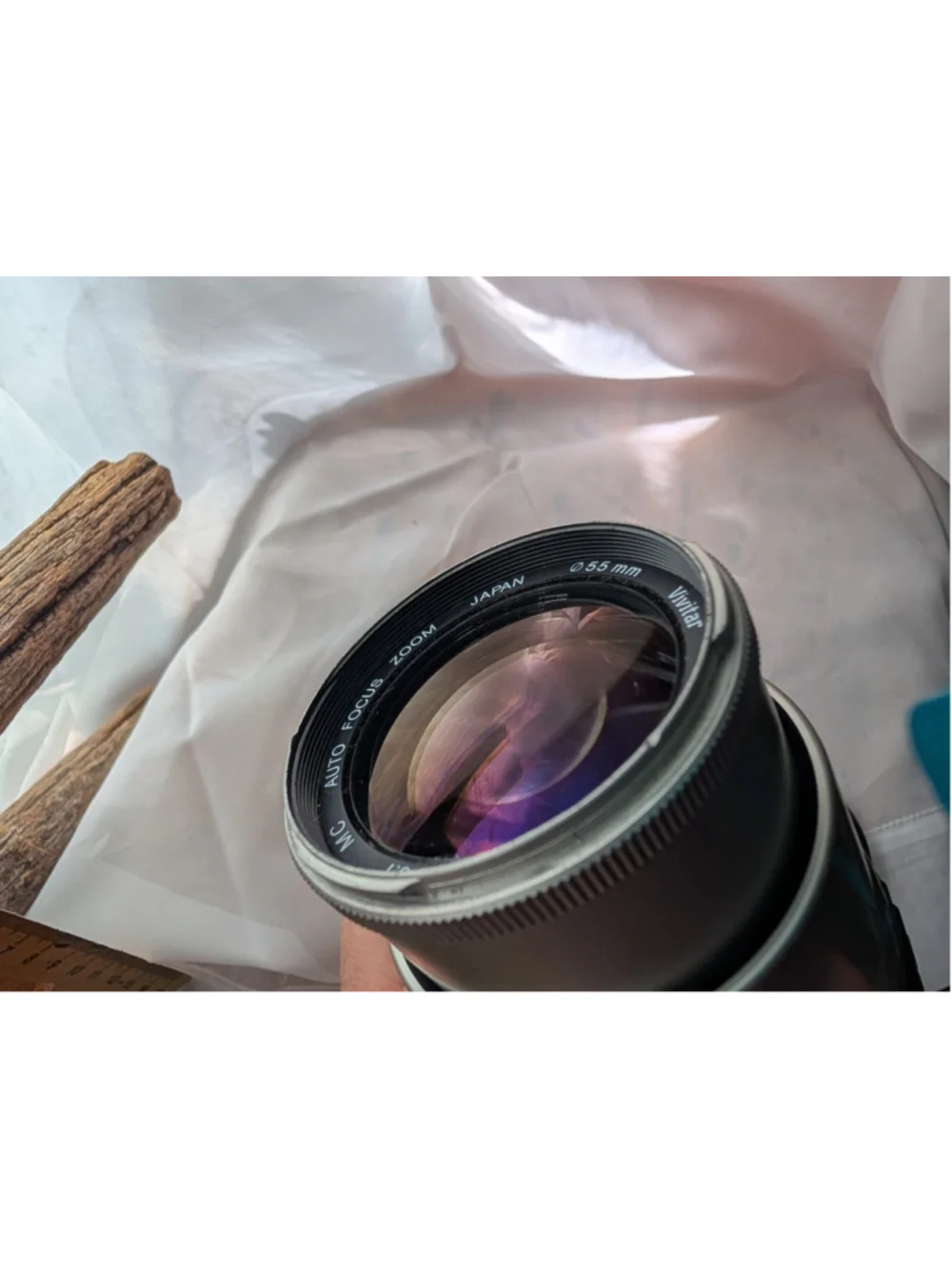 Vivitar 100-300mm MC Auto Focus Zoom Lens 55mm Japan w/ Hood & EF Marked Cap